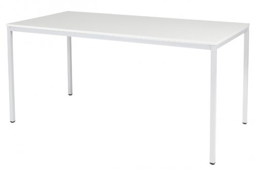 Schaffenburg Domino bureautafel vaste hoogte met 160x80cm krijtwit 20mm blad en wit (RAL9010) 4-poot frame