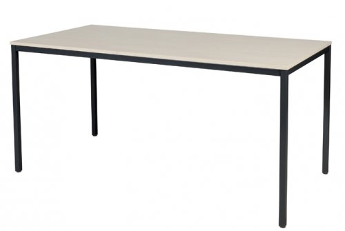 Schaffenburg Domino bureautafel vaste hoogte met 160x80cm lindberg eiken 20mm blad en zwart (RAL9011) 4-poot frame