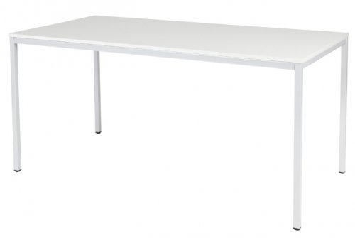 Schaffenburg Domino bureautafel vaste hoogte met 160x80cm licht grijs 20mm blad en wit(RAL9010)4 poot frame