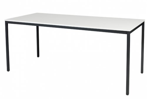 Schaffenburg Domino bureautafel vaste hoogte met 180x80cm krijtwit 20mm blad en zwart (RAL9011) 4-poot frame