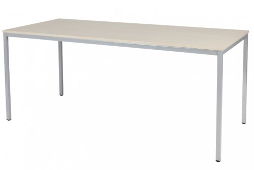 Schaffenburg Domino bureautafel vaste hoogte met 180x80cm lindberg eiken 20mm blad en aluminium(RAL9006)4 poot frame