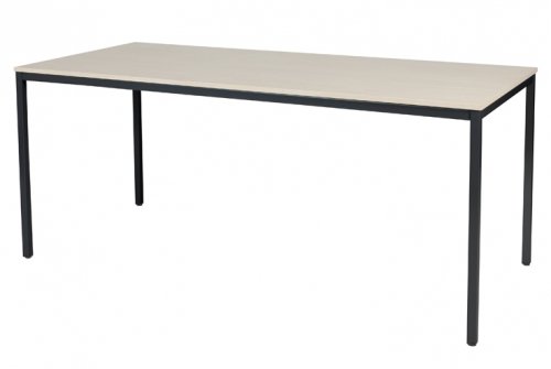 Schaffenburg Domino bureautafel vaste hoogte met 180x80cm lindberg eiken 20mm blad en zwart(RAL9011)4 poot frame