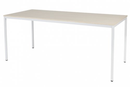 Schaffenburg Domino bureautafel vaste hoogte met 180x80cm lindberg eiken 20mm blad en wit(RAL9010)4 poot frame