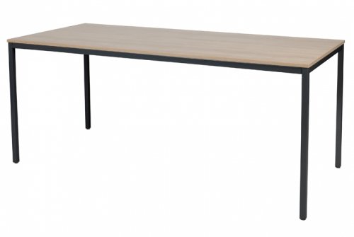 Schaffenburg Domino bureautafel vaste hoogte met 180x80cm kersen licht 20mm blad en zwart (RAL9011) 4-poot frame