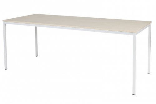 Schaffenburg Domino bureautafel vaste hoogte met 200x80cm lindberg eiken 20mm blad en wit(RAL9010)4 poot frame