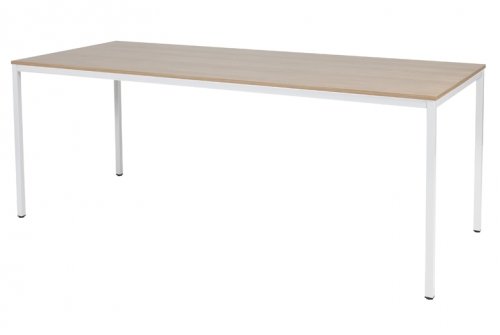 Schaffenburg Domino bureautafel vaste hoogte met 200x80cm kersen licht 20mm blad en wit (RAL9010) 4-poot frame