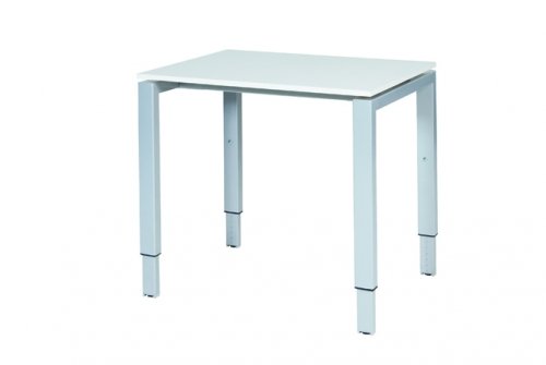 Schaffenburg Domino bureau hoogte instelbaar (62-85cm) met 80x60cm'zwevend'krijtwit 20mm blad en aluminium (RAL9006) N-poot frame