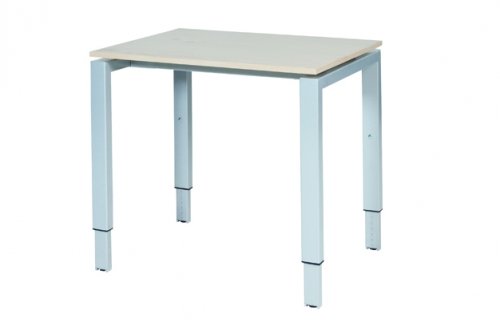 Schaffenburg Domino bureau hoogte instelbaar (62-85cm) met 80x60cm'zwevend'lindberg eiken 20mm blad en aluminium (RAL9006) N-poot frame