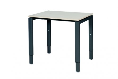 Domino bureau, hoogte instelbaar (62-85cm) met 80x60cm 'zwevend' 20mm blad en N-poot frame