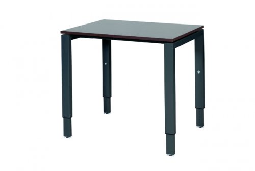Schaffenburg Domino bureau hoogte instelbaar (62-85cm) met 80x60cm'zwevend'wenge donker 20mm blad en zwart (RAL9011) N-poot frame