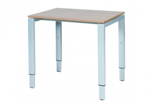 Schaffenburg Domino bureau hoogte instelbaar (62-85cm) met 80x60cm'zwevend'kersen licht 20mm blad en aluminium (RAL9006) N-poot frame