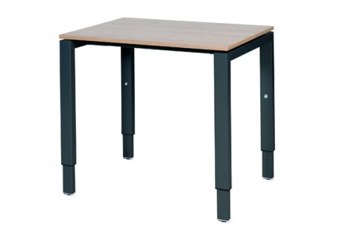 Schaffenburg Domino bureau hoogte instelbaar (62-85cm) met 80x60cm'zwevend'kersen licht 20mm blad en zwart (RAL9011) N-poot frame
