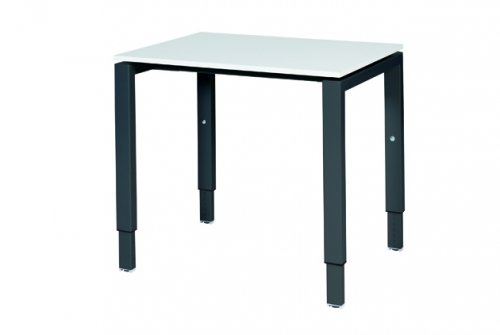 Schaffenburg Domino bureau hoogte instelbaar (62-85cm) met 80x60cm'zwevend'licht grijs 20mm blad en zwart (RAL9011) N-poot frame