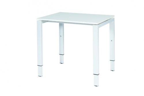 Schaffenburg Domino bureau hoogte instelbaar (62-85cm) met 80x60cm'zwevend'licht grijs 20mm blad en wit (RAL9010) N-poot frame