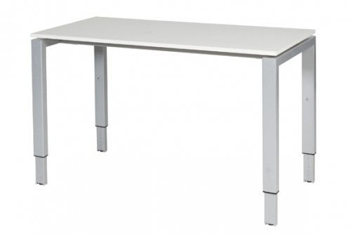Schaffenburg Domino bureau hoogte instelbaar (62-85cm) met 120x60cm'zwevend'krijtwit 20mm blad en aluminium (RAL9006) N-poot frame