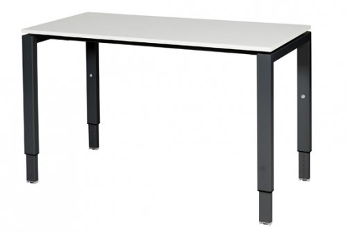 Schaffenburg Domino bureau hoogte instelbaar (62-85cm) met 120x60cm'zwevend'krijtwit 20mm blad en zwart (RAL9011) N-poot frame