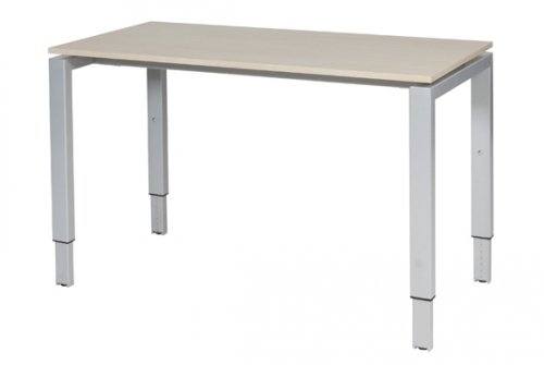 Schaffenburg Domino bureau hoogte instelbaar (62-85cm) met 120x60cm'zwevend'lindberg eiken 20mm blad en aluminium (RAL9006) N-poot frame