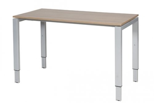 Schaffenburg Domino bureau hoogte instelbaar (62-85cm) met 120x60cm'zwevend'kersen licht 20mm blad en aluminium (RAL9006) N-poot frame