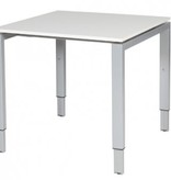 Domino bureau, hoogte instelbaar (62-85cm) met 80x80cm 'zwevend' 20mm blad en N-poot frame