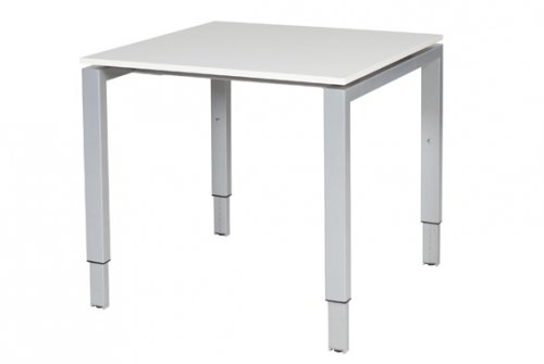 Schaffenburg Domino bureau hoogte instelbaar (62-85cm) met 80x80cm'zwevend'krijtwit 20mm blad en aluminium (RAL9006) N-poot frame