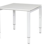 Domino bureau, hoogte instelbaar (62-85cm) met 80x80cm 'zwevend' 20mm blad en N-poot frame