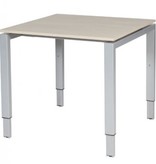 Domino bureau, hoogte instelbaar (62-85cm) met 80x80cm 'zwevend' 20mm blad en N-poot frame