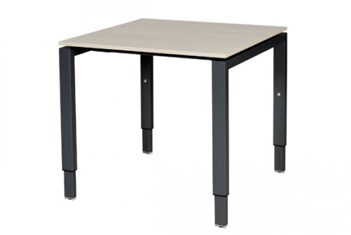 Schaffenburg Domino bureau hoogte instelbaar (62-85cm) met 80x80cm'zwevend'lindberg eiken 20mm blad en zwart (RAL9011) N-poot frame