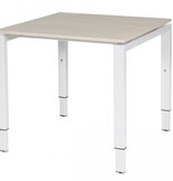 Domino bureau, hoogte instelbaar (62-85cm) met 80x80cm 'zwevend' 20mm blad en N-poot frame