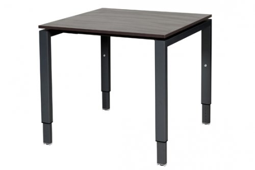 Schaffenburg Domino bureau hoogte instelbaar (62-85cm) met 80x80cm'zwevend'wenge donker 20mm blad en zwart (RAL9011) N-poot frame