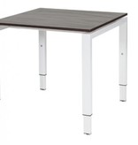 Domino bureau, hoogte instelbaar (62-85cm) met 80x80cm 'zwevend' 20mm blad en N-poot frame