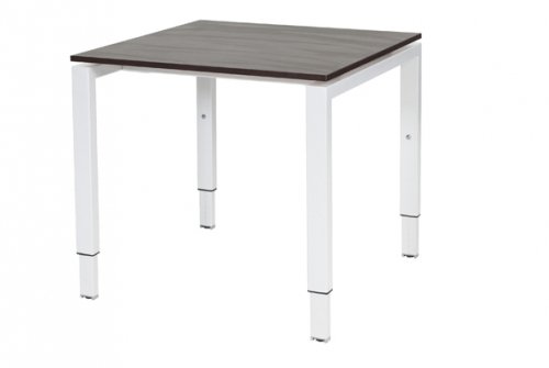 Schaffenburg Domino bureau hoogte instelbaar (62-85cm) met 80x80cm'zwevend'wenge donker 20mm blad en wit (RAL9010) N-poot frame