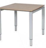 Domino bureau, hoogte instelbaar (62-85cm) met 80x80cm 'zwevend' 20mm blad en N-poot frame