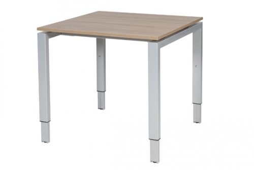 Domino bureau, hoogte instelbaar (62-85cm) met 80x80cm 'zwevend' 20mm blad en N-poot frame