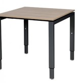 Domino bureau, hoogte instelbaar (62-85cm) met 80x80cm 'zwevend' 20mm blad en N-poot frame