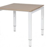 Domino bureau, hoogte instelbaar (62-85cm) met 80x80cm 'zwevend' 20mm blad en N-poot frame