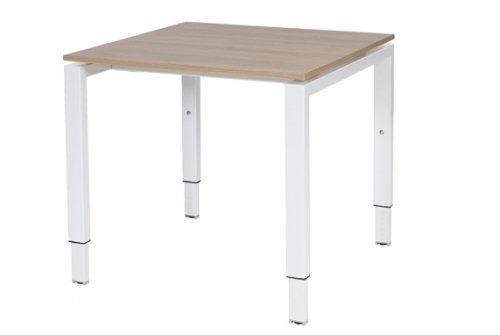 Domino bureau, hoogte instelbaar (62-85cm) met 80x80cm 'zwevend' 20mm blad en N-poot frame