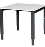 Domino bureau, hoogte instelbaar (62-85cm) met 80x80cm 'zwevend' 20mm blad en N-poot frame