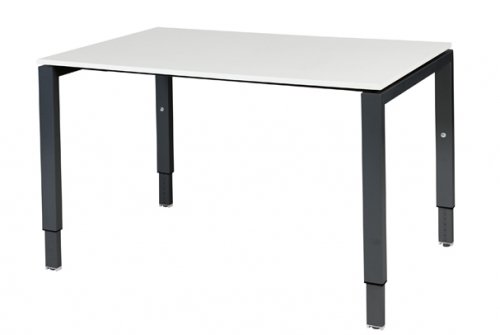 Schaffenburg Domino bureau hoogte instelbaar (62-85cm) met 120x80cm'zwevend'krijtwit 20mm blad en zwart (RAL9011) N-poot frame