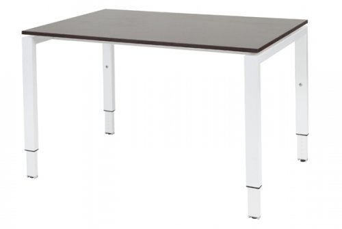 Schaffenburg Domino bureau hoogte instelbaar (62-85cm) met 120x80cm'zwevend'wenge donker 20mm blad en wit (RAL9010) N-poot frame