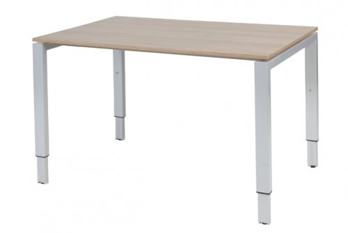 Schaffenburg Domino bureau hoogte instelbaar (62-85cm) met 120x80cm'zwevend'kersen licht 20mm blad en aluminium (RAL9006) N-poot frame