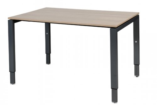 Domino bureau, hoogte instelbaar (62-85cm) met 120x80cm 'zwevend' 20mm blad en N-poot frame