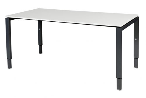 Schaffenburg Domino bureau hoogte instelbaar (62-85cm) met 160x80cm'zwevend'krijtwit 20mm blad en zwart (RAL9011) N-poot frame