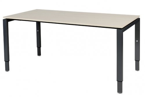 Schaffenburg Domino bureau hoogte instelbaar (62-85cm) met 160x80cm'zwevend'lindberg eiken 20mm blad en zwart (RAL9011) N-poot frame