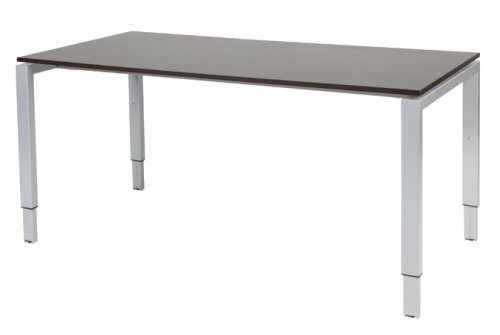 Schaffenburg Domino bureau hoogte instelbaar (62-85cm) met 160x80cm'zwevend'wenge donker 20mm blad en aluminium (RAL9006) N-poot frame