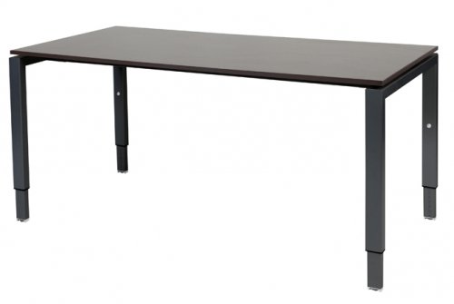 Schaffenburg Domino bureau hoogte instelbaar (62-85cm) met 160x80cm'zwevend'wenge donker 20mm blad en zwart (RAL9011) N-poot frame