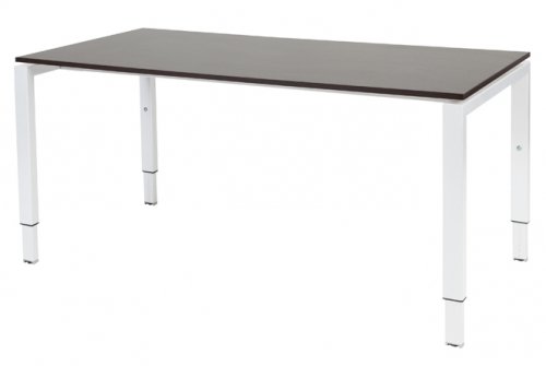 Schaffenburg Domino bureau hoogte instelbaar (62-85cm) met 160x80cm'zwevend'wenge donker 20mm blad en wit (RAL9010) N-poot frame
