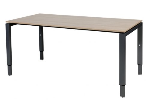 Domino bureau, hoogte instelbaar (62-85cm) met 160x80cm 'zwevend' 20mm blad en N-poot frame