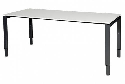 Domino bureau, hoogte instelbaar (62-85cm) met 180x80cm 'zwevend' 20mm blad en N-poot frame