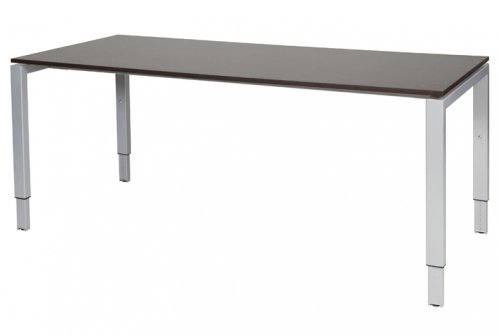 Schaffenburg Domino bureau hoogte instelbaar (62-85cm) met 180x80cm'zwevend'wenge donker 20mm blad en aluminium (RAL9006) N-poot frame