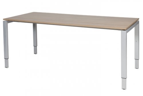 Schaffenburg Domino bureau hoogte instelbaar (62-85cm) met 180x80cm'zwevend'kersen licht 20mm blad en aluminium (RAL9006) N-poot frame